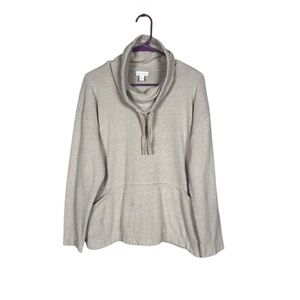 J‎ Jill Pure Soft Touch Cotton Sweatshirt Large Cowl Neck Soft Girl Grey Leisure